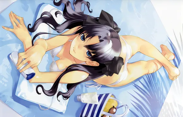 Взгляд, девушка, tohsaka rin, fate/stay night