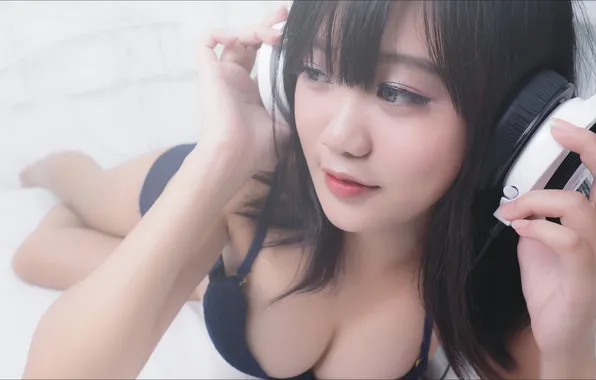 Music, relax, girl, sexy, headphones, asian Girl
