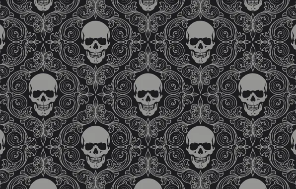 Картинка skull, background, gray, skull tiles