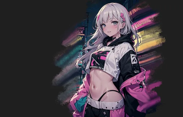 Kawaii, girl, hot, sexy, anime, pretty, cyberpunk, babe