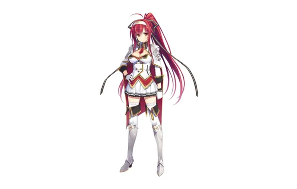 Girl, sexy, cleavage, thighhighs, long hair, dress, boobs, anime