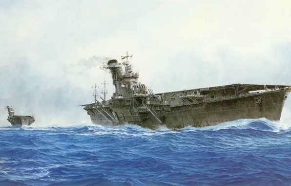 Корабль, арт, авианосец, флот, военный, японский, WW2, aircraft carrier