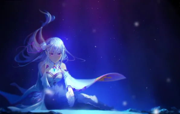 Девушка, парень, anime, art, Emilia, Re: Zero kara Hajimeru Isekai Seikatsu, subaru natsuki