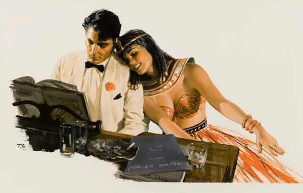Рисунок, живопись, party, scene, story, illustration, Tom Lovell, художник-иллюстратор