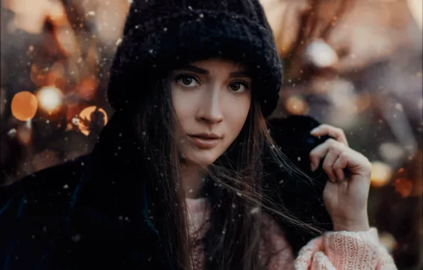 Картинка взгляд, снег, лицо, шапка, волосы, Вер Тар, Hakan Erenler