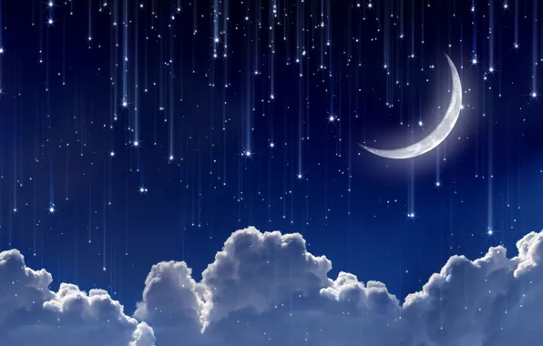 Картинка небо, космос, звезды, облака, ночь, сияние, фон, widescreen