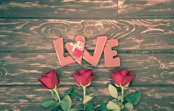 Картинка сердечки, red, love, heart, wood, romantic, Valentine's Day, gift