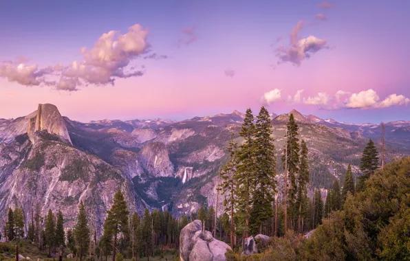 Деревья, горы, Калифорния, USA, Йосемити, California, Yosemite Valley, Glacier Point