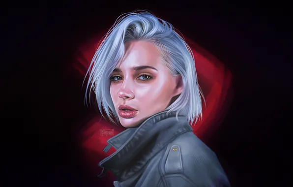 Картинка глаза, девушка, лицо, стиль, минимализм, губы, girl, style