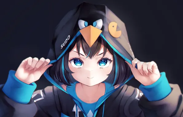 Темный фон, аниме, Linux, Arch Linux, аниме девушки