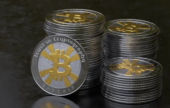 Картинка макро, монеты, bitcoin, биткойн