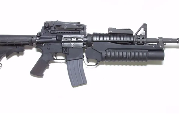 Gun, military, weapon, colt, rifle, assault rifle, colt m203, granade laucher
