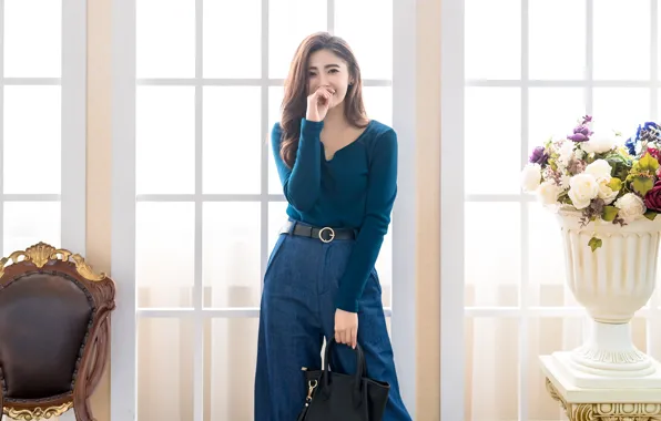 Картинка девушка, стиль, фон, азиатка