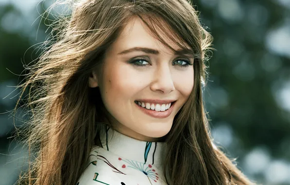 Взгляд, солнце, улыбка, портрет, макияж, актриса, прическа, шатенка