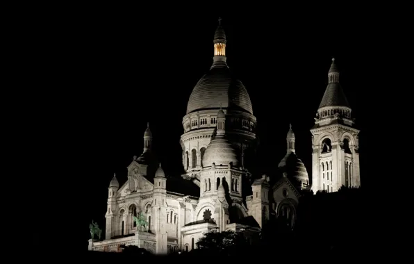 Paris, night, Architecture, Basilique, Capitale