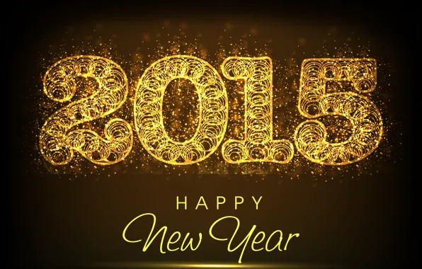 Golden, New Year, Happy, С Новым Годом, 2015