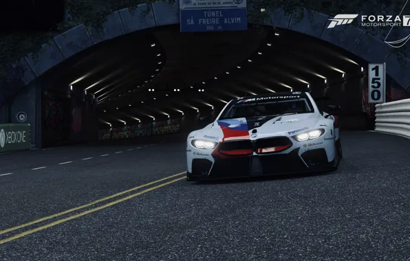 Картинка HDR, BMW, Lights, GTE, Tunnel, UHD, Forza Motorsport 7, 4K