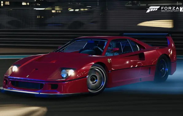 HDR, Ferrari, F40, Drift, Lights, Smoke, Game, Competizione