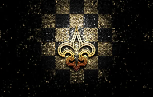 Wallpaper, sport, logo, NFL, glitter, checkered, New Orleans Saints