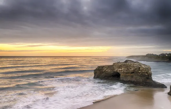 Картинка пляж, скала, океан, берег, грот, Santa Cruz, Westside