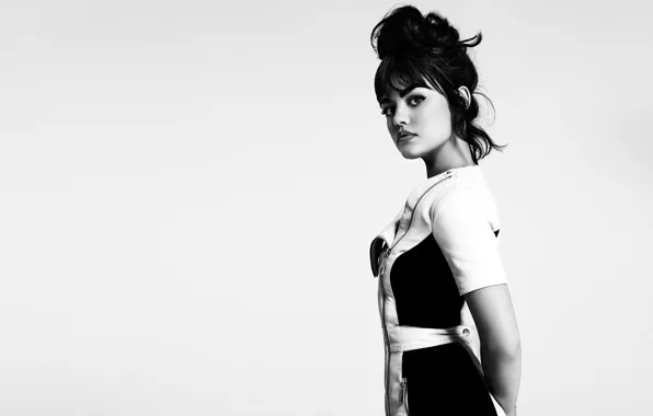 Взгляд, актриса, черно-белое, фотомодель, Lucy Hale, Люси Хейл, Yahoo Style