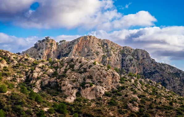 Картинка облака, горы, скалы, Мальорка