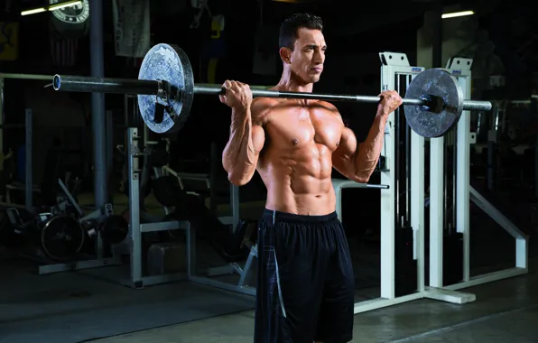 Поза, muscle, мышцы, штанга, атлет, бицепс, gym, бодибилдер