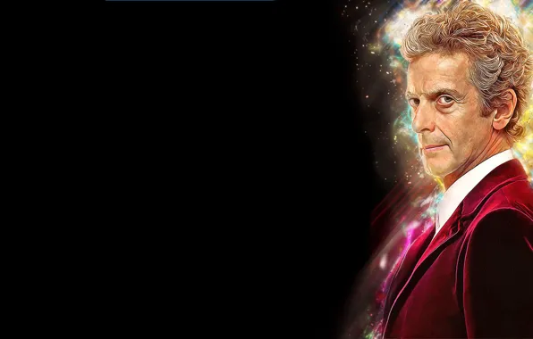 Картинка взгляд, актер, мужчина, черный фон, пиджак, Doctor Who, Доктор Кто, Peter Capaldi