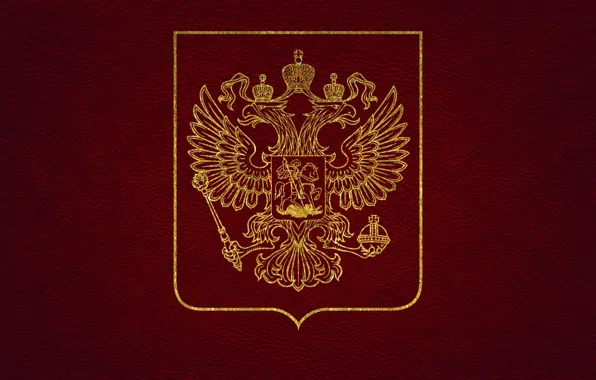 Кожа, золотой, герб, россия, красная, двуглавый орел, герб России