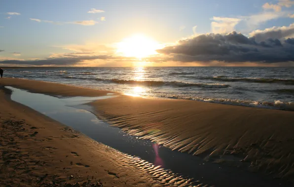 Sea, sunset, Baltic sea