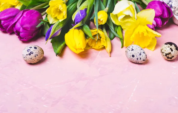 Цветы, яйца, colorful, Пасха, тюльпаны, happy, flowers, tulips