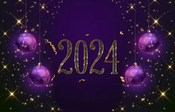 Золото, шары, Новый Год, цифры, golden, happy, balls, New Year