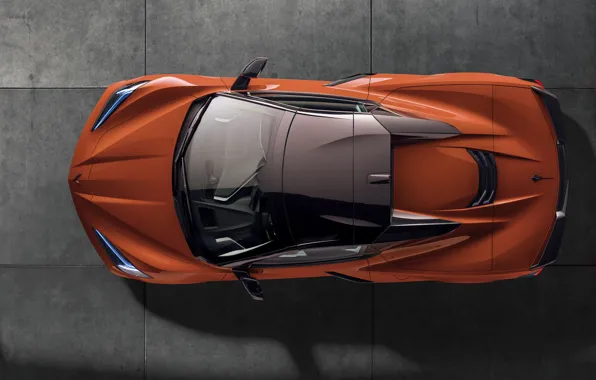 Corvette, Chevrolet, вид сверху, Stingray, 2020, C8