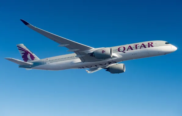 Картинка Airbus, Qatar Airways, Airbus A350-900, Пассажирский самолёт, Airbus A350 XWB