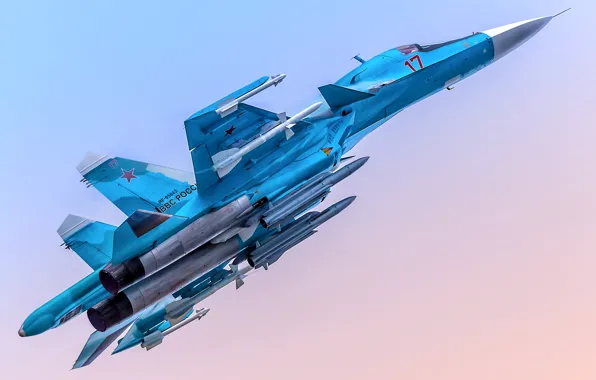Картинка истребитель-бомбардировщик, Су-34, сверхзвуковой, ВКС России, Su-34, поколению 4++