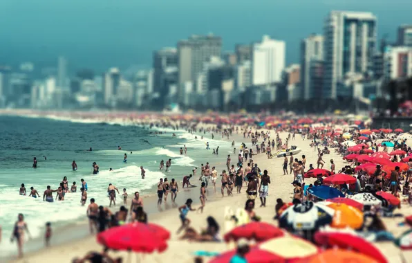 Пляж, океан, tilt-shift, RIO