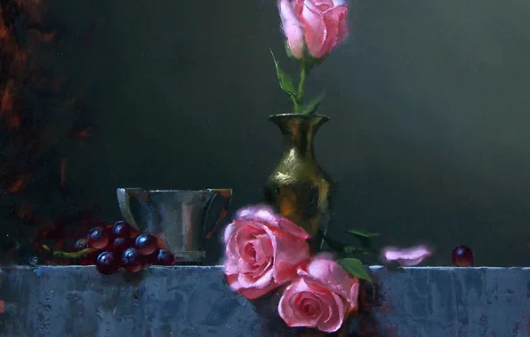 Картинка розы, картина, натюрморт, David Cheifetz