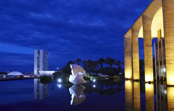 Картинка ночь, огни, площадь, Бразилия