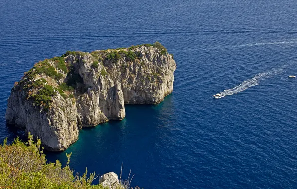 Картинка море, скала, остров, Италия, Капри