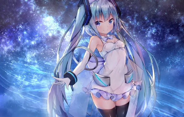 Девушка, космос, vocaloid, hatsune miku, twiska (doubitian)