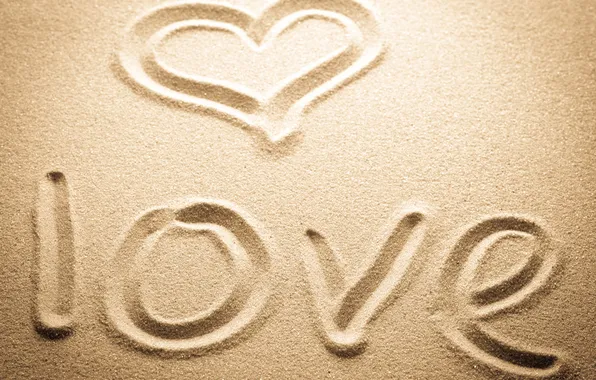Песок, любовь, надпись, сердце, love, heart, sand