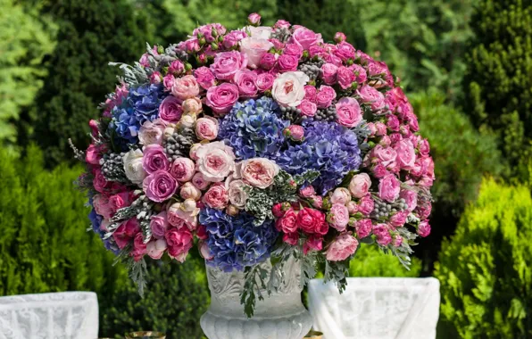 Картинка розы, гортензия, композиция