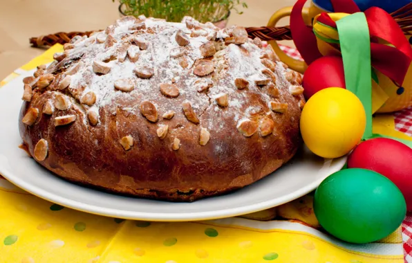 Пасха, орехи, кулич, крашенки