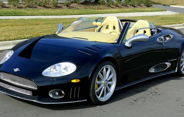 Черный, 2006, родстер, Spyker, экстерьер, спортивный автомобиль, Spyker C8 Spyder