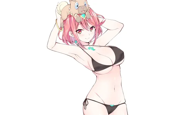 Girl, hot, sexy, pink hair, puppy, nipples, boobs, pink