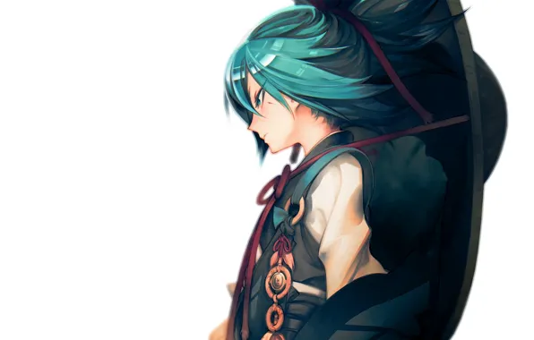 Шляпа, белый фон, парень, art, touken ranbu, Танец мечей, zubonara, sayo samonji