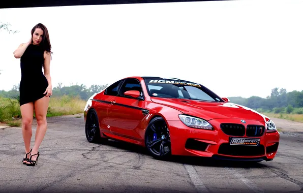 Картинка BMW, red, girl, cars, coupe