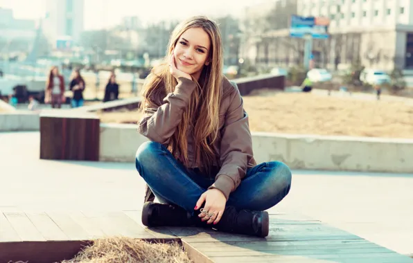 Картинка взгляд, девушка, улыбка