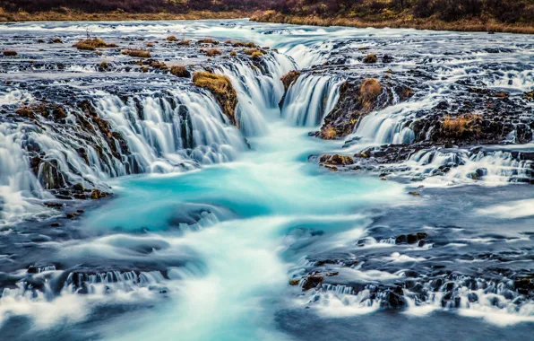 Река, водопад, каскад, Исландия, Iceland, Bruarfoss, Arnessysla