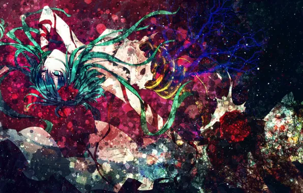Девушка, абстракция, стиль, аниме, арт, киборг, vocaloid, gumi